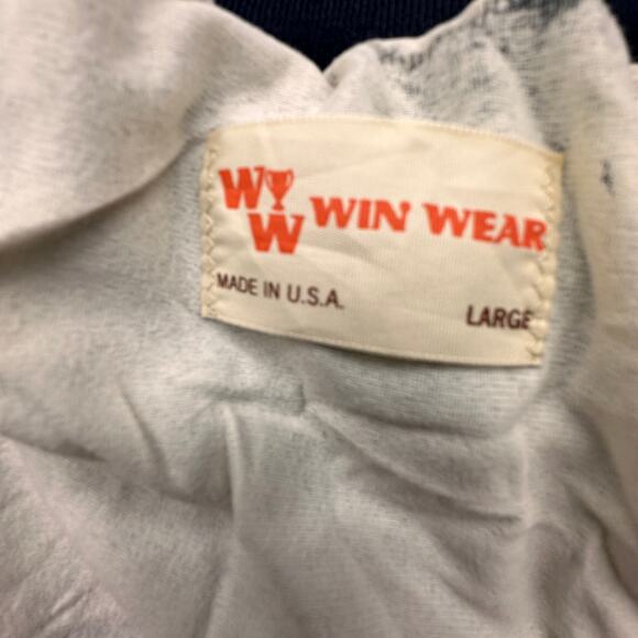 Vintage 70s Win Wear Nylon Varsity Button Lined Jacket Men Large Navy Blue Snap - Picture 2 of 16